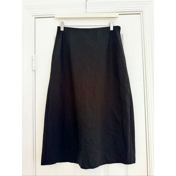 Vince Black Easy Linen Blend Slip A-Line Skirt Relaxed High Rise Rayon Size 2 - Picture 1 of 4